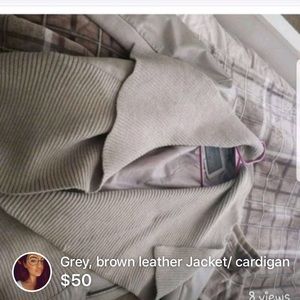 Grey leather cardigan